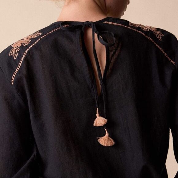 St. Roche Mortimer Blouse in Black with Gold Embroidery. Size 6. NWT! - Picture 4 of 10